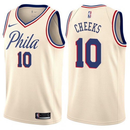 Men's Nike Philadelphia 76ers #10 Maurice Cheeks Swingman Cream NBA Jersey - City Edition - ujerseystore