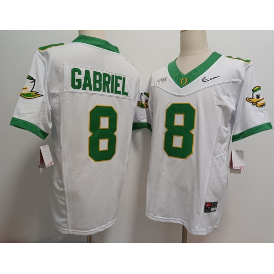 Men's Oregon Ducks #8 Dillon Gabriel White 2024 FUSE College Football Jersey - Ujersey