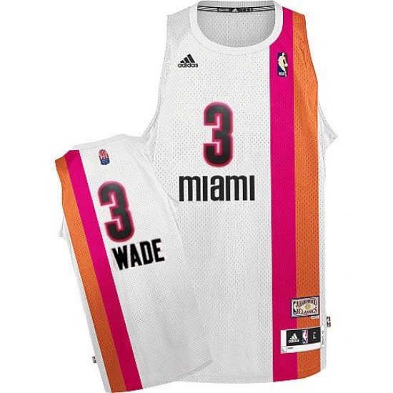 Men's Adidas Miami Heat #3 Dwyane Wade Swingman White ABA Hardwood Classic NBA Jersey - Ujersey