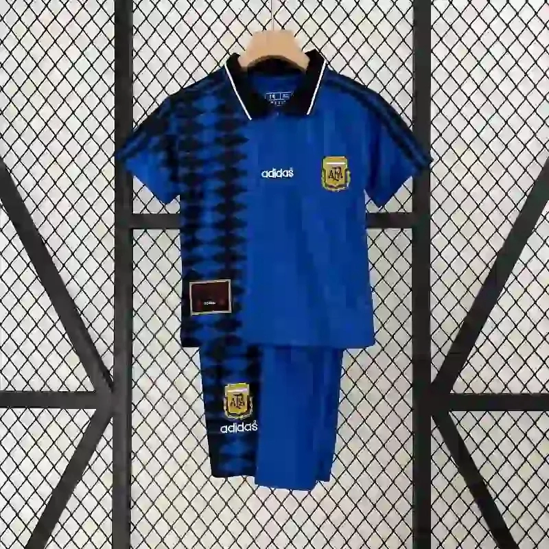 Argentina Retro Away Soccer Uniform Kids Kit Jersey+Shorts World Cup 1994 - Ujersey NHL