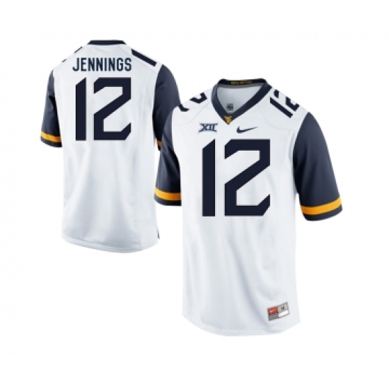 West Virginia Mountaineers 12 Gary Jennings White College Football Jersey - Ujersey