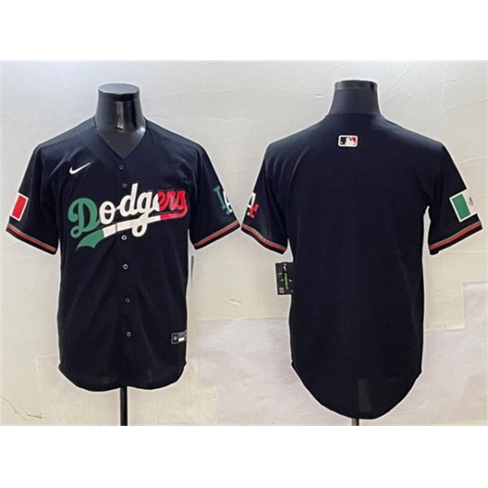 Men's Los Angeles Dodgers Blank Black Mexico Flag Limited Stitched Baseball Jersey - Ujersey