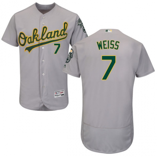 Men's Majestic Oakland Athletics #7 Walt Weiss Grey Road Flex Base Authentic Collection MLB Jersey - Ujersey