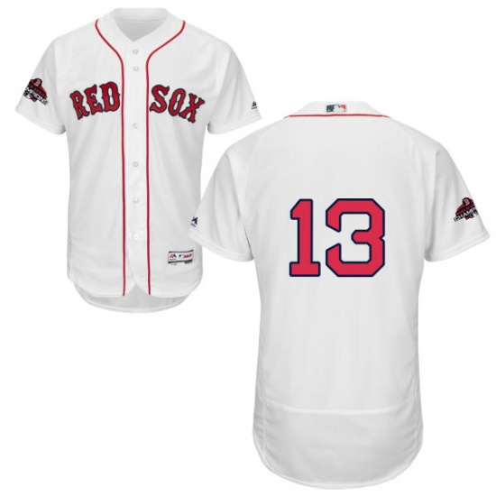 Men's Majestic Boston Red Sox #13 Hanley Ramirez White Home Flex Base Authentic Collection 2018 World Series Champions MLB Jersey - Ujersey