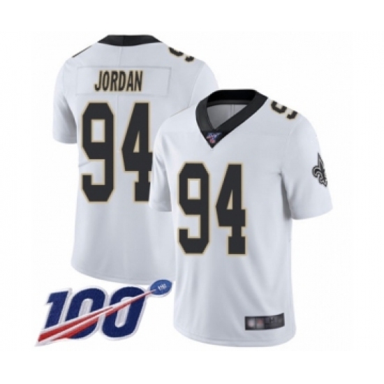 Men's New Orleans Saints #94 Cameron Jordan White Vapor Untouchable Limited Player 100th Season Football Jersey - Ujersey