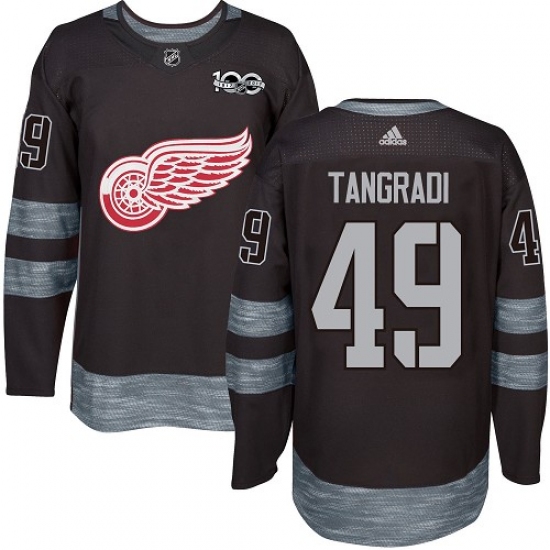 Men's Adidas Detroit Red Wings #49 Eric Tangradi Premier Black 1917-2017 100th Anniversary NHL Jersey