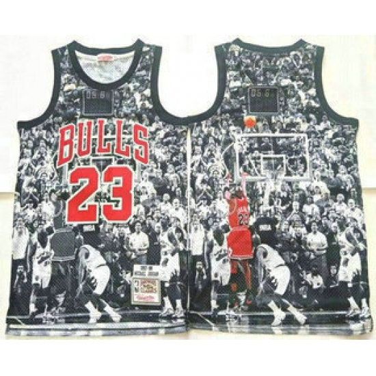 Men's Chicago Bulls #23 Michael Jordan Black Last Throw Swingman Jersey - Ujersey