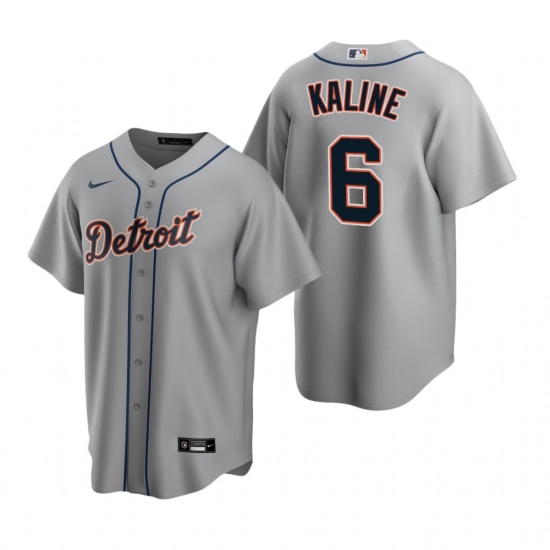 Men's Nike Detroit Tigers #6 Al Kaline Gray Road Stitched Baseball Jersey - Ujersey