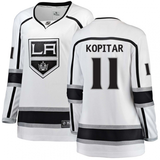Women's Los Angeles Kings #11 Anze Kopitar Authentic White Away Fanatics Branded Breakaway NHL Jersey - Ujersey
