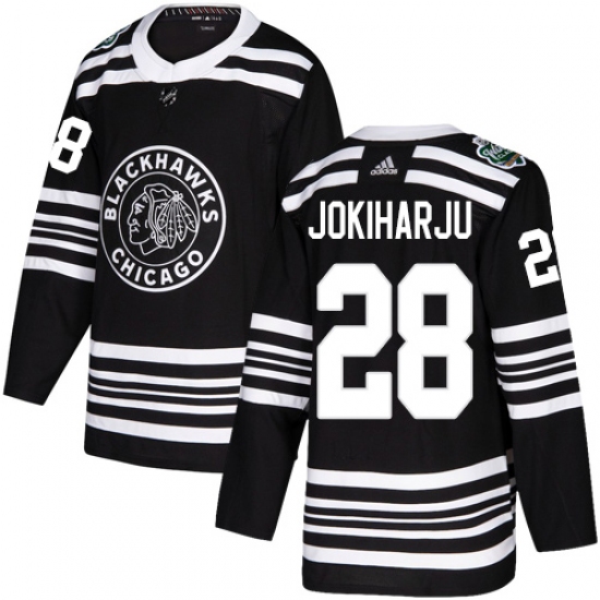 Youth Adidas Chicago Blackhawks #28 Henri Jokiharju Authentic Black 2019 Winter Classic NHL Jersey - Ujersey