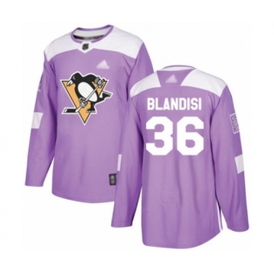 Men's Pittsburgh Penguins #36 Joseph Blandisi Authentic Purple Fights Cancer Practice Hockey Jersey - Ujersey
