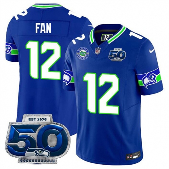 Men's Seattle Seahawks #12 Fan Royal 2025 F.U.S.E 50th Season Throwback Vapor Limited Football Stitched Jersey - Ujersey