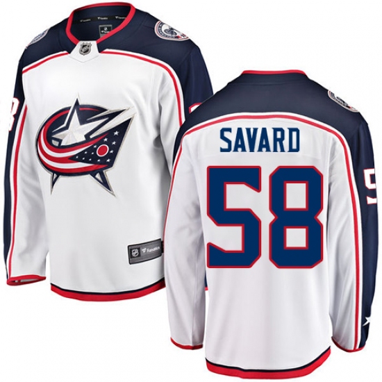 Youth Columbus Blue Jackets #58 David Savard Fanatics Branded White Away Breakaway NHL Jersey - Ujersey