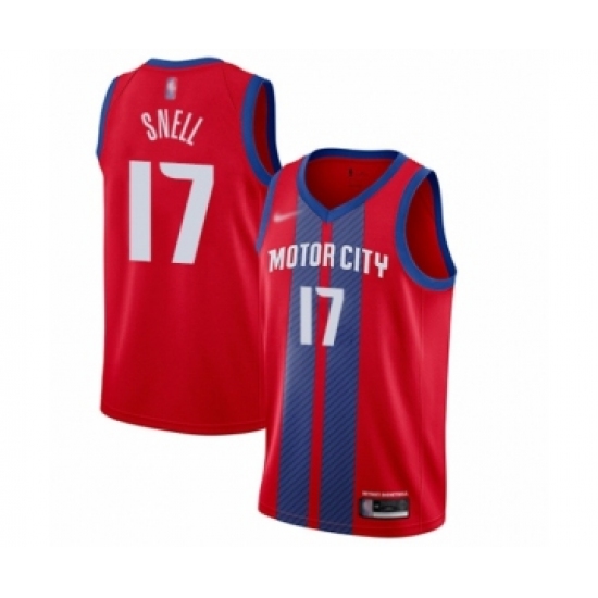 Men's Detroit Pistons #17 Tony Snell Swingman Red Basketball Jersey - 2019 20 City Edition - Ujersey