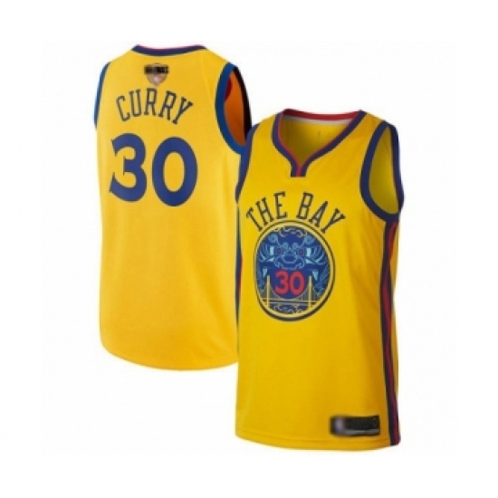 Men's Golden State Warriors #30 Stephen Curry Swingman Gold 2019 Basketball Finals Bound Basketball Jersey - City Edition - Ujersey