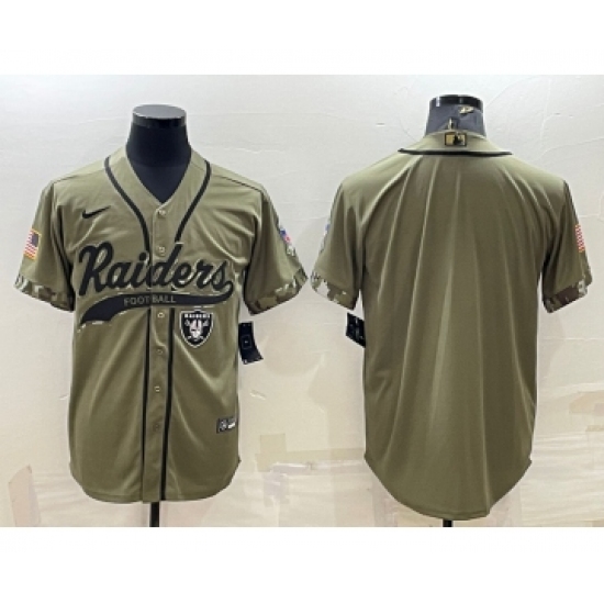 Men's Las Vegas Raiders Blank Olive Salute to Service Cool Base Stitched Baseball Jersey - Ujersey