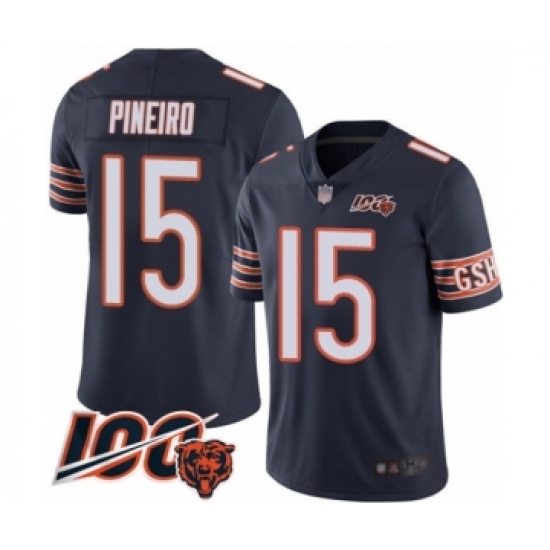 Men's Chicago Bears #15 Eddy Pineiro Navy Blue Team Color 100th Season Limited Football Jersey - Ujersey