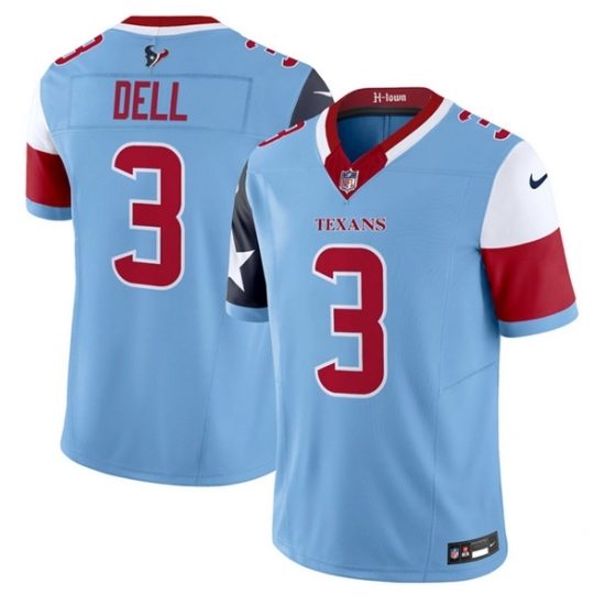 Men's Houston Texans #3 Tank Dell Blue 2024 F U S E V5 Limited Stitched Football Jersey - Ujersey