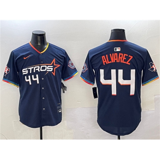 Men's Houston Astros #44 Yordan Alvarez Navy 2025 City Connect With Texas Patch Limited Stitched Baseball Jersey - Ujersey