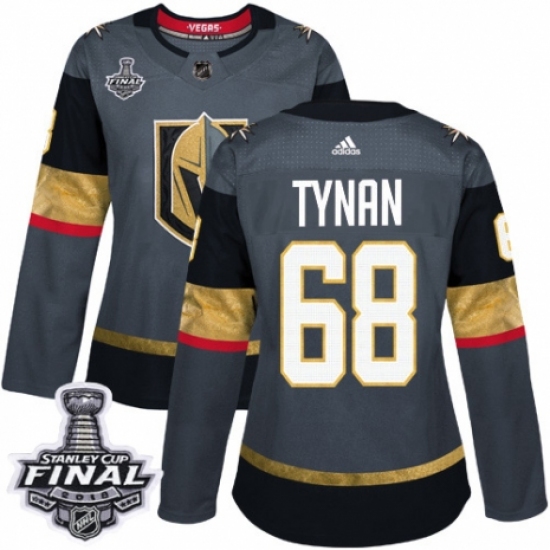 Women's Adidas Vegas Golden Knights #68 T.J. Tynan Authentic Gray Home 2018 Stanley Cup Final NHL Jersey - Ujersey