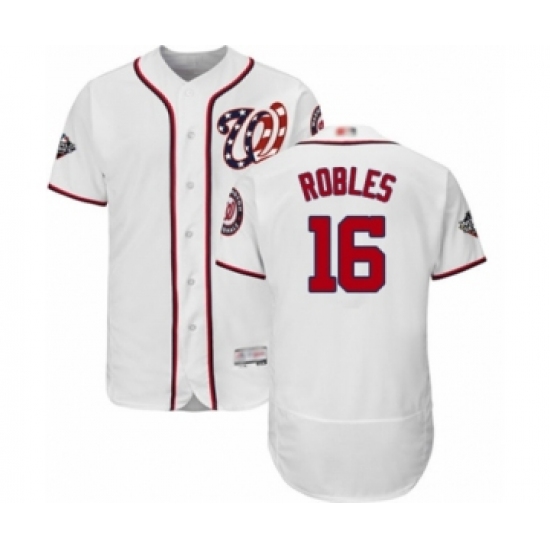Men's Washington Nationals #16 Victor Robles White Home Flex Base Authentic Collection 2019 World Series Bound Baseball Jersey - Ujersey