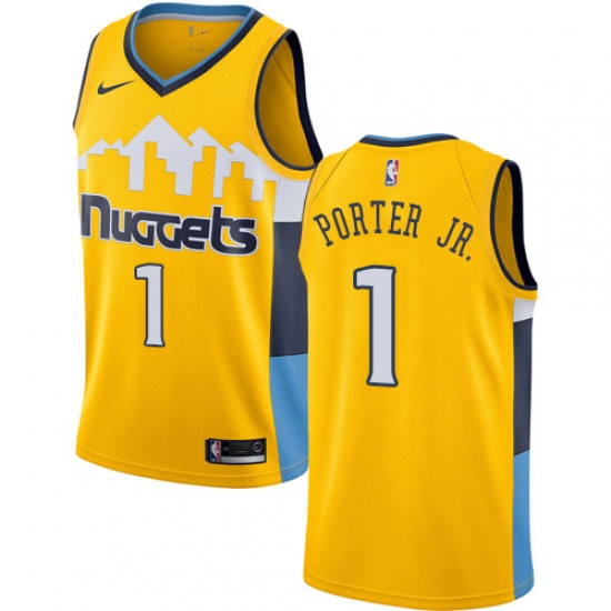Men's Nike Denver Nuggets #1 Michael Porter Jr. Yellow NBA Swingman Statement Edition Jersey - Ujersey