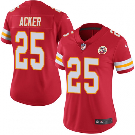 Women's Nike Kansas City Chiefs #25 Kenneth Acker Red Team Color Vapor Untouchable Limited Player NFL Jersey - Ujersey