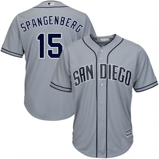 Men's Majestic San Diego Padres #15 Cory Spangenberg Authentic Grey Road Cool Base MLB Jersey - Ujersey
