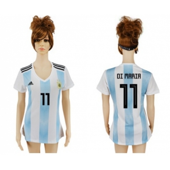 Women's Argentina #11 Di Maria Home Soccer Country Jersey