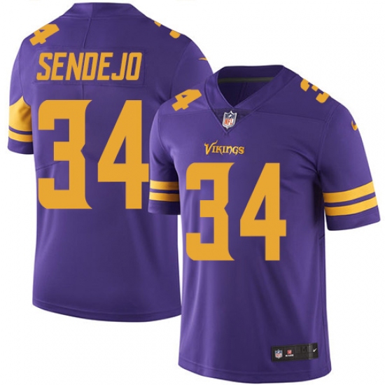 Youth Nike Minnesota Vikings #34 Andrew Sendejo Elite Purple Rush Vapor Untouchable NFL Jersey - Ujersey