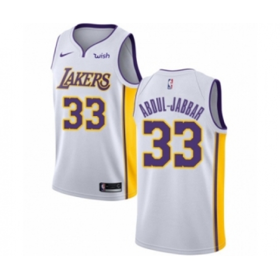 Men's Los Angeles Lakers #33 Kareem Abdul-Jabbar Authentic White Basketball Jersey - Association Edition - Ujersey