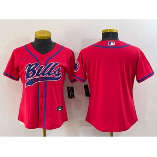 Youth Buffalo Bills Blank Red With Patch Cool Base Stitched Baseball Jersey - Ujersey