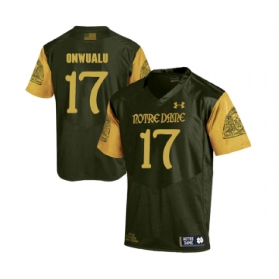 Notre Dame Fighting Irish 17 James Onwualu Olive Green College Football Jersey - Ujersey