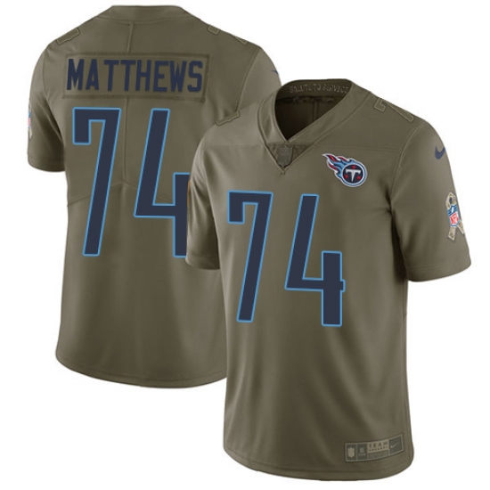 Men's Nike Tennessee Titans #74 Bruce Matthews Limited Olive 2017 Salute to Service NFL Jersey - Ujersey