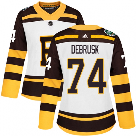 Women's Adidas Boston Bruins #74 Jake DeBrusk Authentic White 2019 Winter Classic NHL Jersey - Ujersey