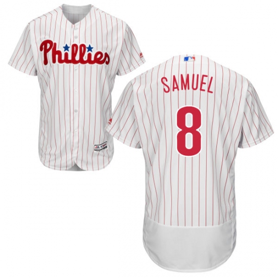 Men's Majestic Philadelphia Phillies #8 Juan Samuel White Home Flex Base Authentic Collection MLB Jersey - Ujersey