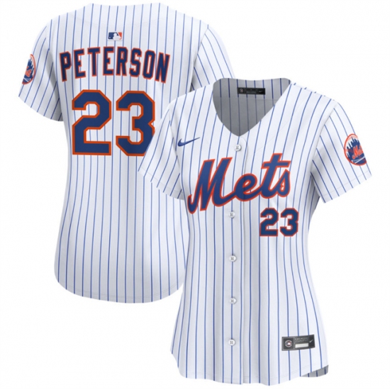 Women's New York Mets #23 David Peterson White 2025 Home Limited Stitched Baseball Jersey(Run Small) - Ujersey
