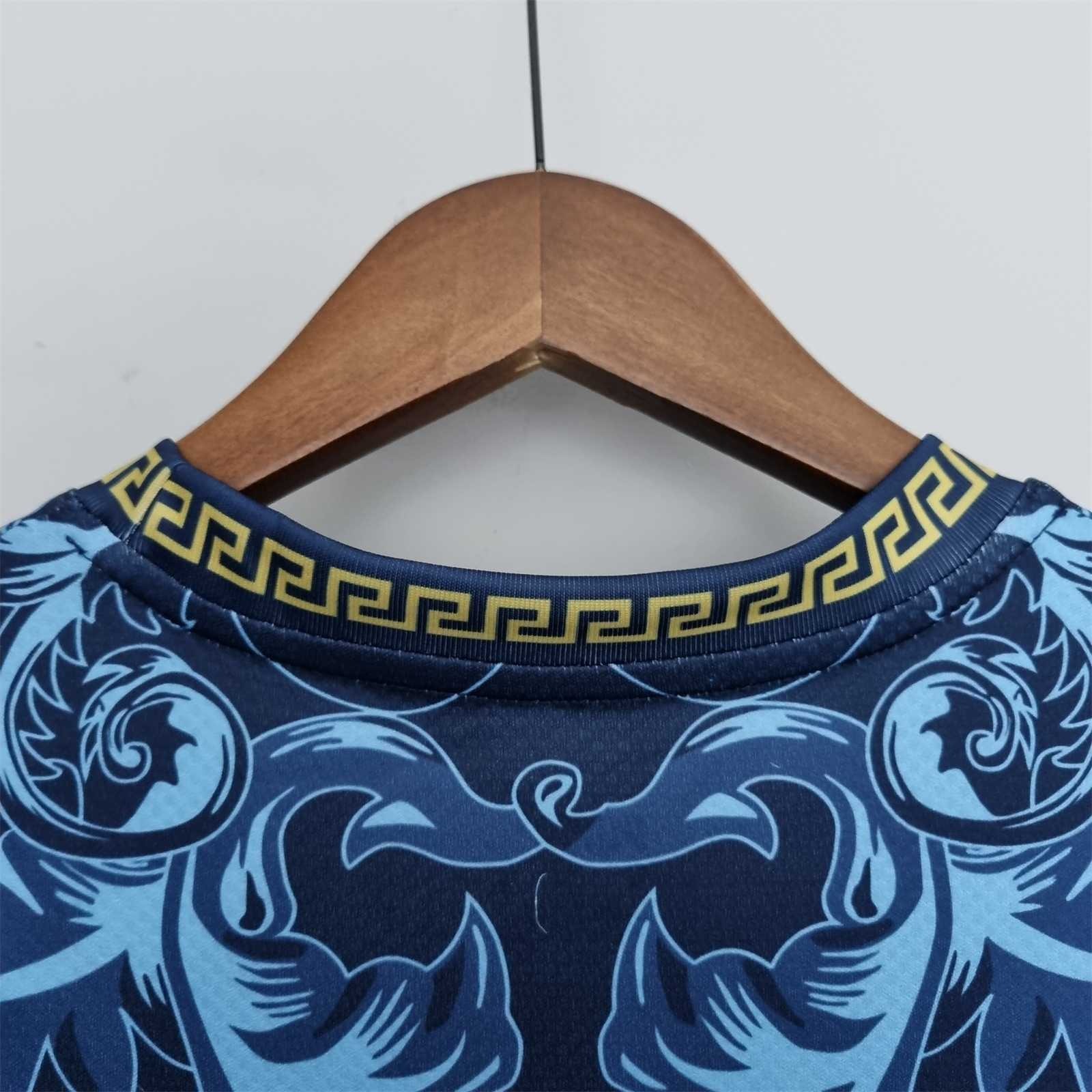 Italy Soccer Jersey x Versace Blue Special Edition Custom Shirt 2022 - ujerseystore