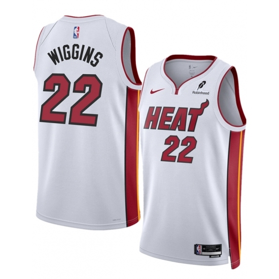 Men's Miami Heat #22 Andrew Wiggins White 2025 Association Edition Swingman Stitched Basketball Jersey - Ujersey