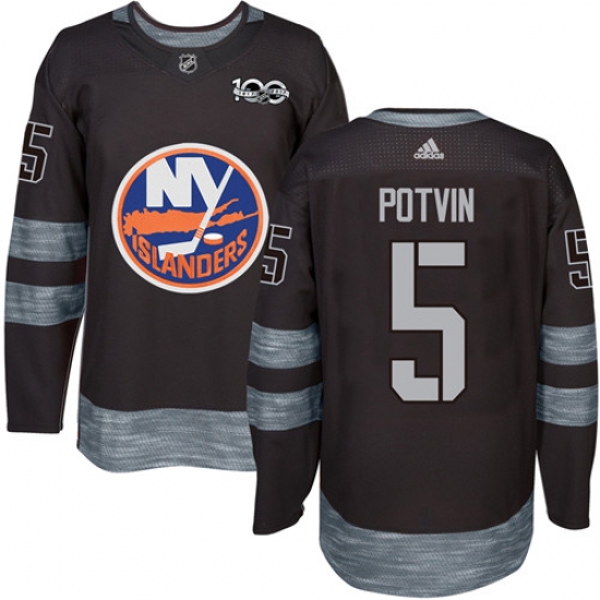 Men's Adidas New York Islanders #5 Denis Potvin Authentic Black 1917-2017 100th Anniversary NHL Jersey - Ujersey