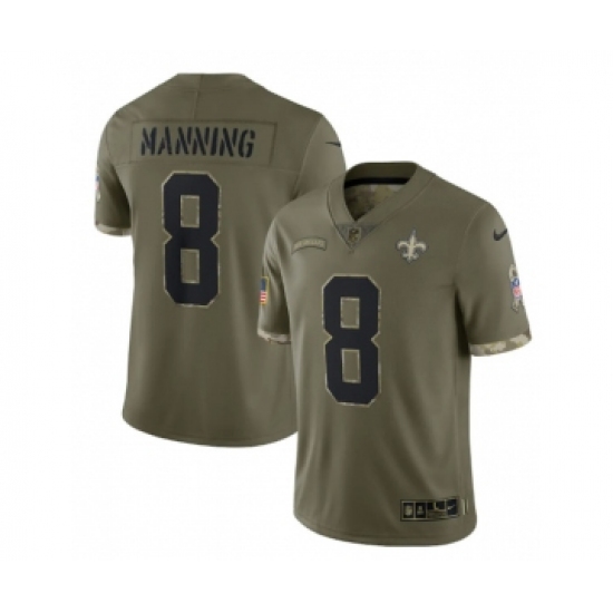 Men's New Orleans Saints #8 Archie Manning 2022 Olive Salute To Service Limited Stitched Jersey - Ujersey