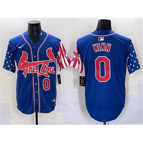 Men's St. Louis Cardinals #0 Masyn Winn Royal Independence Day Vapor Premier Limited Stitched Baseball Jersey - Ujersey