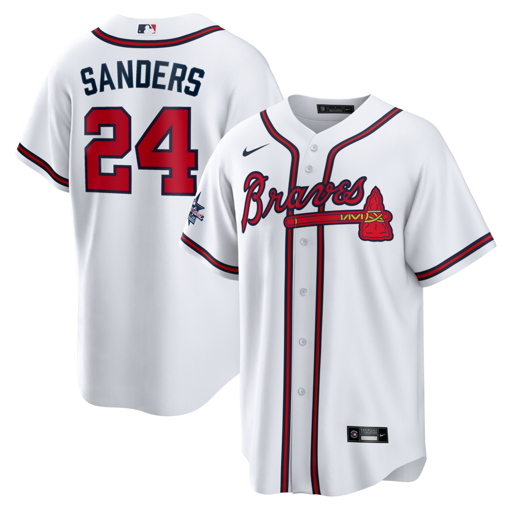 Men's Atlanta Braves Deion Sanders Nike White Home Retired Player Replica Jersey - Ujersey
