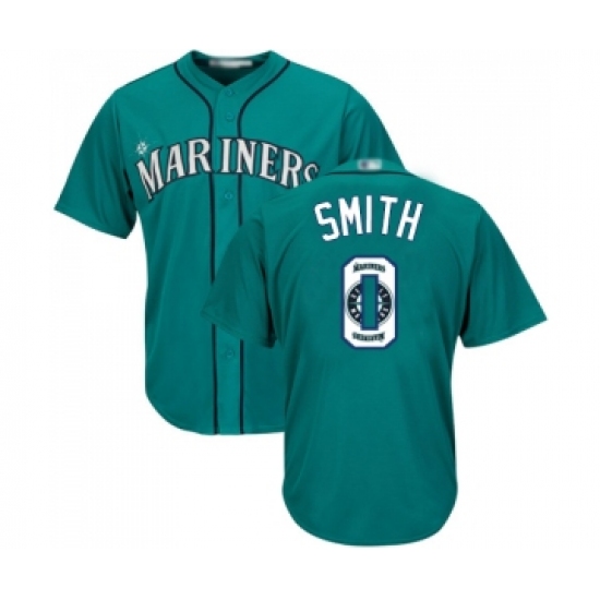 Men's Seattle Mariners #0 Mallex Smith Authentic Teal Green Team Logo Fashion Cool Base Baseball Jersey - Ujersey