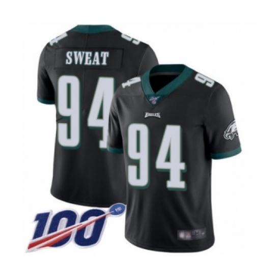 Youth Philadelphia Eagles #94 Josh Sweat Black Alternate Vapor Untouchable Limited Player 100th Season Football Jersey - Ujersey