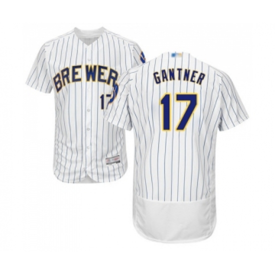 Men's Milwaukee Brewers #17 Jim Gantner White Home Flex Base Authentic Collection Baseball Jersey - Ujersey