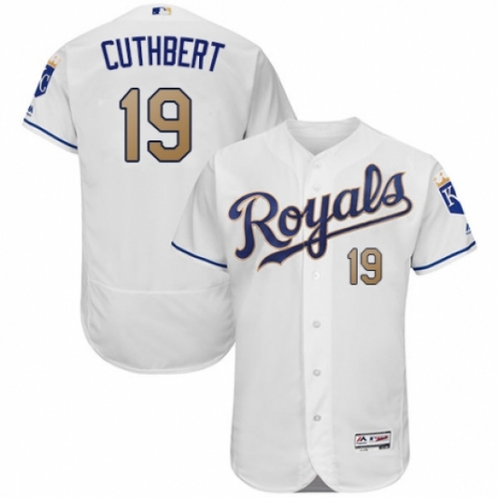 Men's Majestic Kansas City Royals #19 Cheslor Cuthbert White Flexbase Authentic Collection MLB Jersey - Ujersey