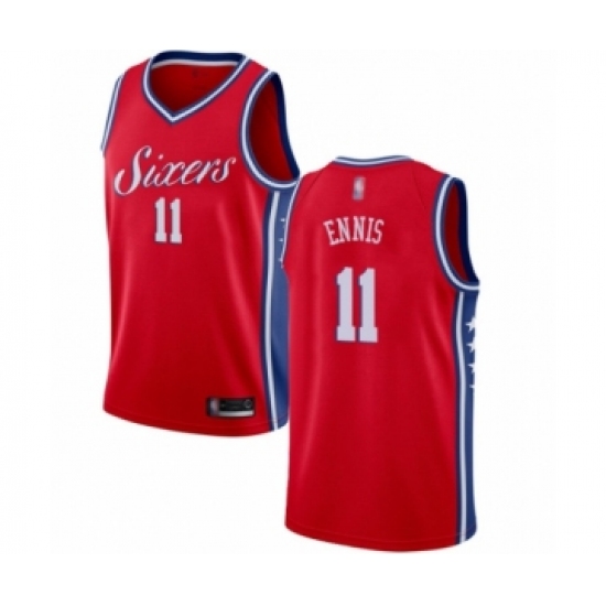 Men's Philadelphia 76ers #11 James Ennis Authentic Red Basketball Jersey Statement Edition - Ujersey