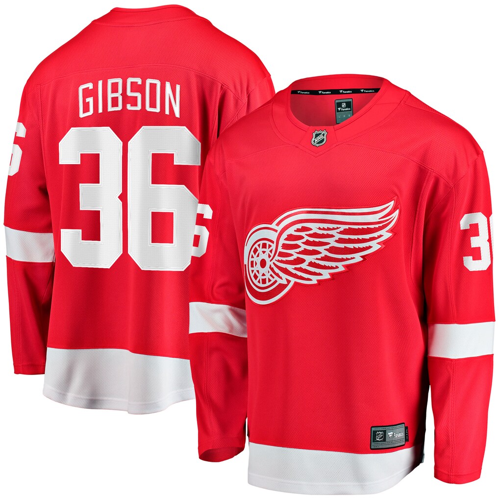 Men's Detroit Red Wings John Gibson Fanatics Red Home Breakaway Jersey - SUjersey01