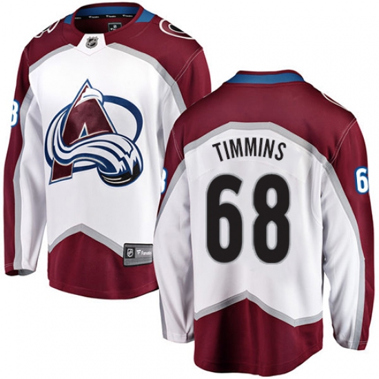 Men's Colorado Avalanche #68 Conor Timmins Fanatics Branded White Away Breakaway NHL Jersey - Ujersey